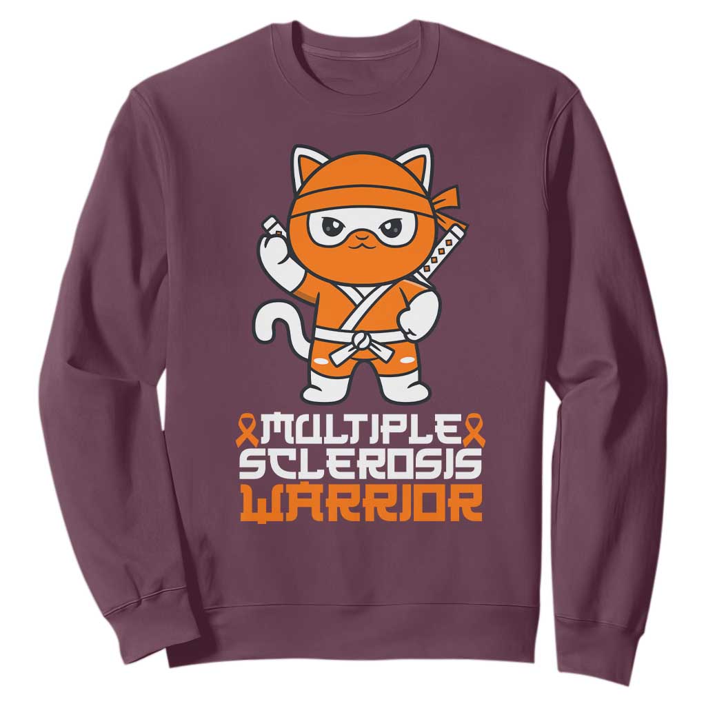Multiple Sclerosis Warrior Sweatshirt Orange Ribbon MS Ninja TS10 Maroon Print Your Wear