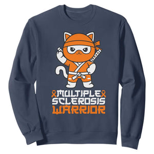 Multiple Sclerosis Warrior Sweatshirt Orange Ribbon MS Ninja TS10 Navy Print Your Wear