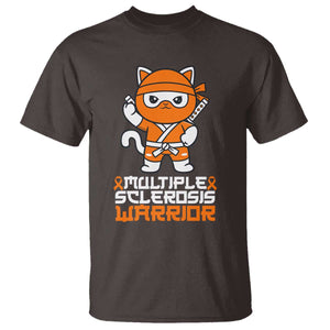 Multiple Sclerosis Warrior T Shirt Orange Ribbon MS Ninja TS10 Dark Chocolate Print Your Wear