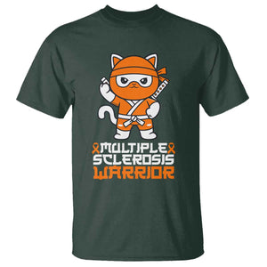 Multiple Sclerosis Warrior T Shirt Orange Ribbon MS Ninja TS10 Dark Forest Green Print Your Wear