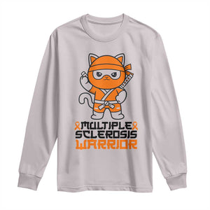 Multiple Sclerosis Awareness Long Sleeve Shirt Orange Ribbon MS Warrior Ninja TS10 Ice Gray Print Your Wear