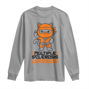 Multiple Sclerosis Awareness Long Sleeve Shirt Orange Ribbon MS Warrior Ninja TS10 Sport Gray Print Your Wear