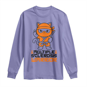 Multiple Sclerosis Awareness Long Sleeve Shirt Orange Ribbon MS Warrior Ninja TS10 Violet Print Your Wear