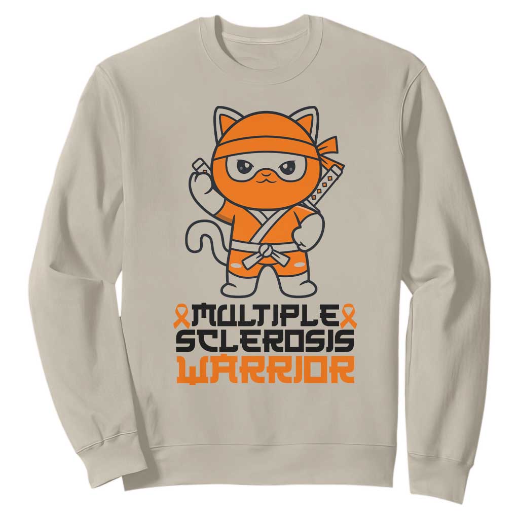 Multiple Sclerosis Awareness Sweatshirt Orange Ribbon MS Warrior Ninja TS10 Sand Print Your Wear