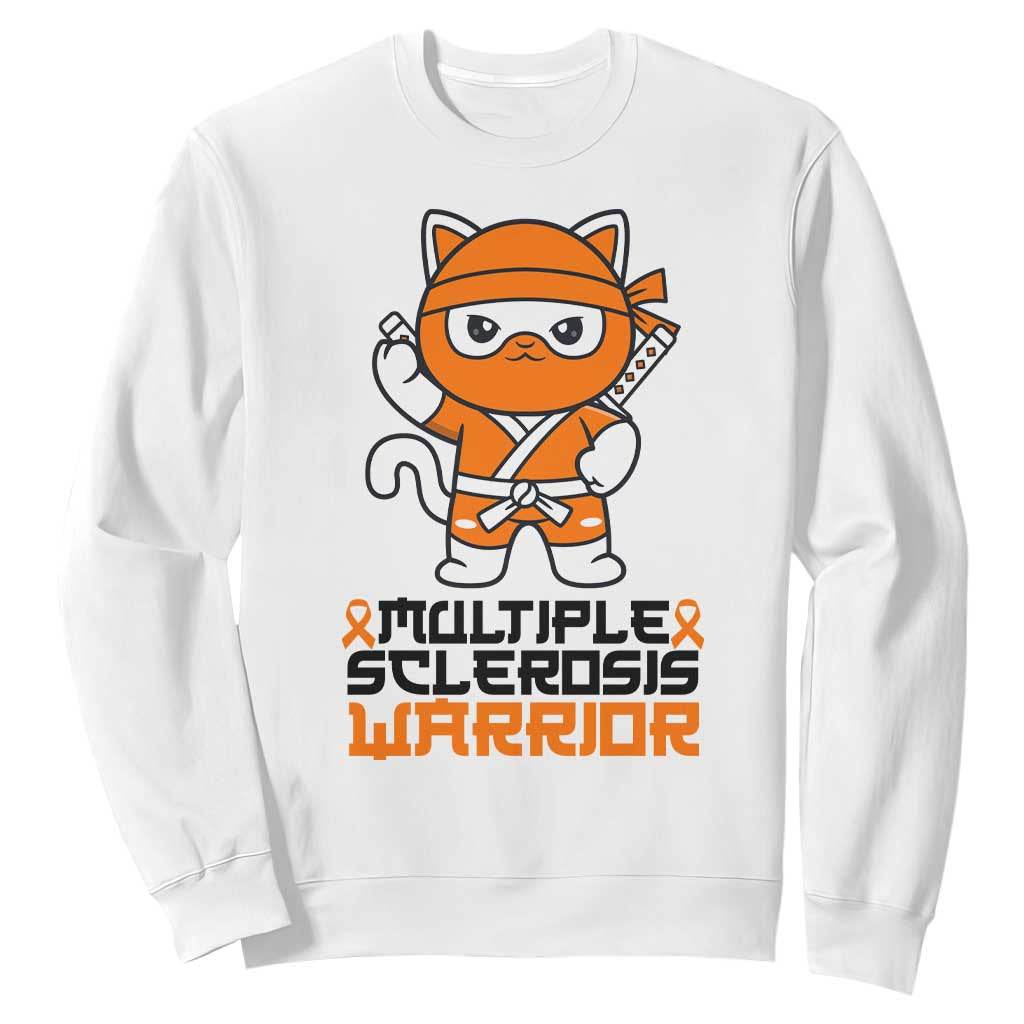 Multiple Sclerosis Awareness Sweatshirt Orange Ribbon MS Warrior Ninja TS10 White Print Your Wear