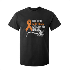 Multiple Sclerosis Awareness T Shirt For Kid Orange Ribbon MS Gets On My Nerves TS10 Black Print Your Wear