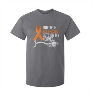 Multiple Sclerosis Awareness T Shirt For Kid Orange Ribbon MS Gets On My Nerves TS10 Charcoal Print Your Wear