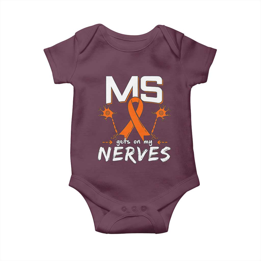 MS Gets On My Nerves Multiple Sclerosis Awareness Baby Onesie Orange Ribbon TS10 Maroon Print Your Wear
