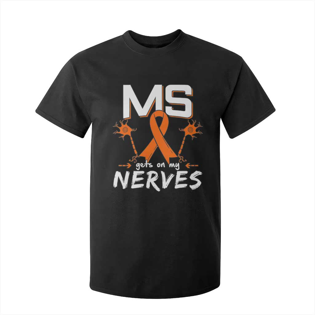 MS Gets On My Nerves Multiple Sclerosis Awareness T Shirt For Kid Orange Ribbon TS10 Black Print Your Wear