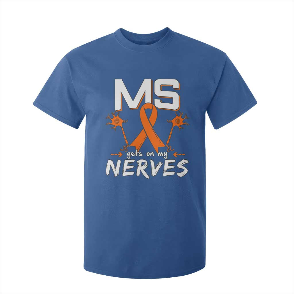 MS Gets On My Nerves Multiple Sclerosis Awareness T Shirt For Kid Orange Ribbon TS10 Royal Blue Print Your Wear