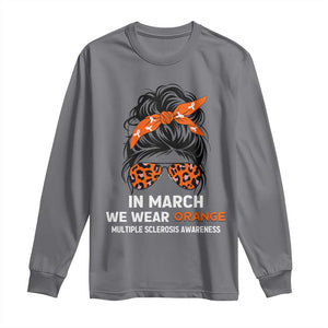 In March We Wear Orange MS Warrior Long Sleeve Shirt Multiple Sclerosis Support Squad TS10 Charcoal Print Your Wear