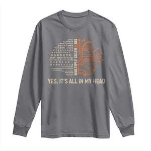 Multiple Sclerosis Awareness Long Sleeve Shirt Orange Ribbon Yes It's All In My Head TS10 Charcoal Print Your Wear