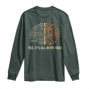 Multiple Sclerosis Awareness Long Sleeve Shirt Orange Ribbon Yes It's All In My Head TS10 Dark Forest Green Print Your Wear