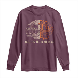 Multiple Sclerosis Awareness Long Sleeve Shirt Orange Ribbon Yes It's All In My Head TS10 Maroon Print Your Wear