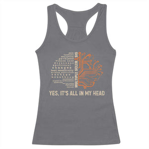 Multiple Sclerosis Awareness Racerback Tank Top Orange Ribbon Yes It's All In My Head TS10 Charcoal Print Your Wear