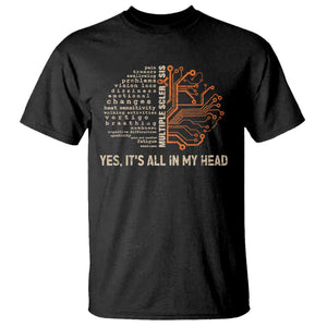 Multiple Sclerosis Awareness T Shirt Orange Ribbon Yes It's All In My Head TS10 Black Print Your Wear