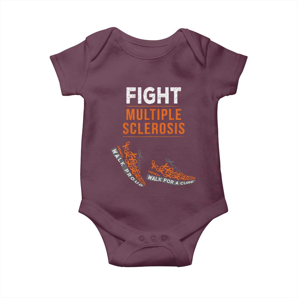 Fight MS Baby Onesie Orange Ribbon Multiple Sclerosis Awareness TS10 Maroon Print Your Wear