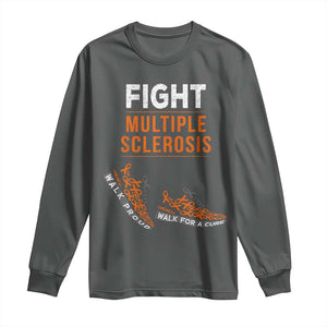 Fight MS Long Sleeve Shirt Orange Ribbon Multiple Sclerosis Awareness TS10 Dark Heather Print Your Wear