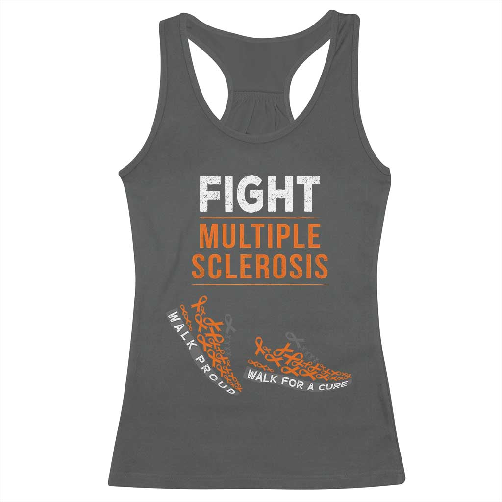 Fight MS Racerback Tank Top Orange Ribbon Multiple Sclerosis Awareness TS10 Dark Heather Print Your Wear