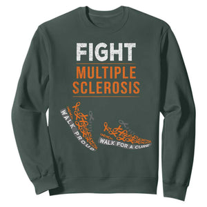 Fight MS Sweatshirt Orange Ribbon Multiple Sclerosis Awareness TS10 Dark Forest Green Print Your Wear