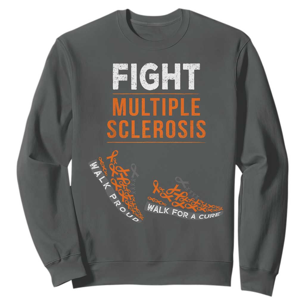 Fight MS Sweatshirt Orange Ribbon Multiple Sclerosis Awareness TS10 Dark Heather Print Your Wear