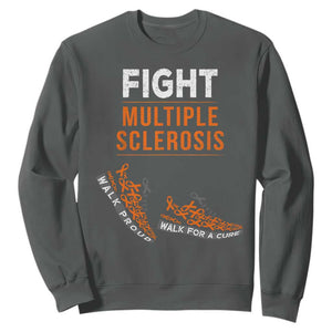 Fight MS Sweatshirt Orange Ribbon Multiple Sclerosis Awareness TS10 Dark Heather Print Your Wear