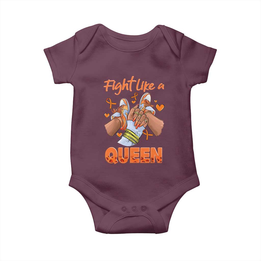 Multiple Sclerosis Awareness Baby Onesie Orange Ribbon Fight MS Like A Queen TS10 Maroon Print Your Wear