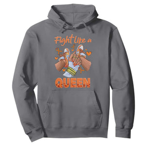 Multiple Sclerosis Awareness Hoodie Orange Ribbon Fight MS Like A Queen TS10 Charcoal Print Your Wear