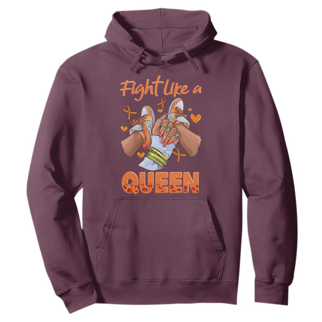 Multiple Sclerosis Awareness Hoodie Orange Ribbon Fight MS Like A Queen TS10 Maroon Print Your Wear