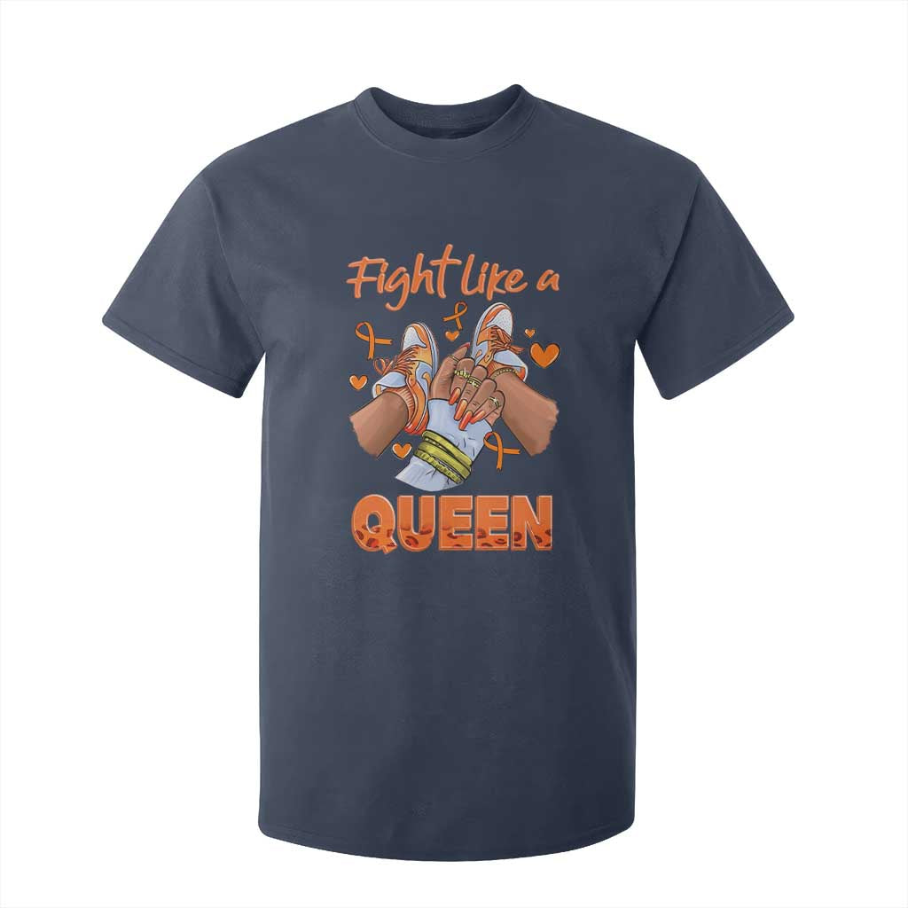 Multiple Sclerosis Awareness T Shirt For Kid Orange Ribbon Fight MS Like A Queen TS10 Navy Print Your Wear