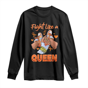 Multiple Sclerosis Awareness Long Sleeve Shirt Orange Ribbon Fight MS Like A Queen TS10 Black Print Your Wear