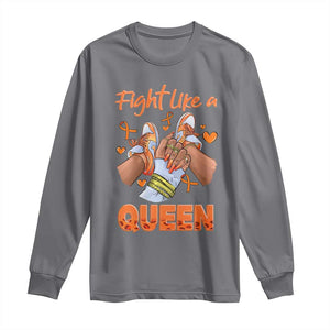 Multiple Sclerosis Awareness Long Sleeve Shirt Orange Ribbon Fight MS Like A Queen TS10 Charcoal Print Your Wear