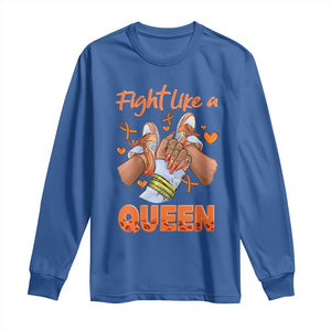 Multiple Sclerosis Awareness Long Sleeve Shirt Orange Ribbon Fight MS Like A Queen TS10 Royal Blue Print Your Wear