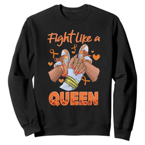 Multiple Sclerosis Awareness Sweatshirt Orange Ribbon Fight MS Like A Queen TS10 Black Print Your Wear