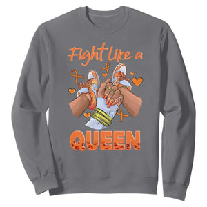 Multiple Sclerosis Awareness Sweatshirt Orange Ribbon Fight MS Like A Queen TS10 Charcoal Print Your Wear