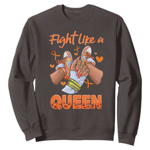 Multiple Sclerosis Awareness Sweatshirt Orange Ribbon Fight MS Like A Queen TS10 Dark Chocolate Print Your Wear