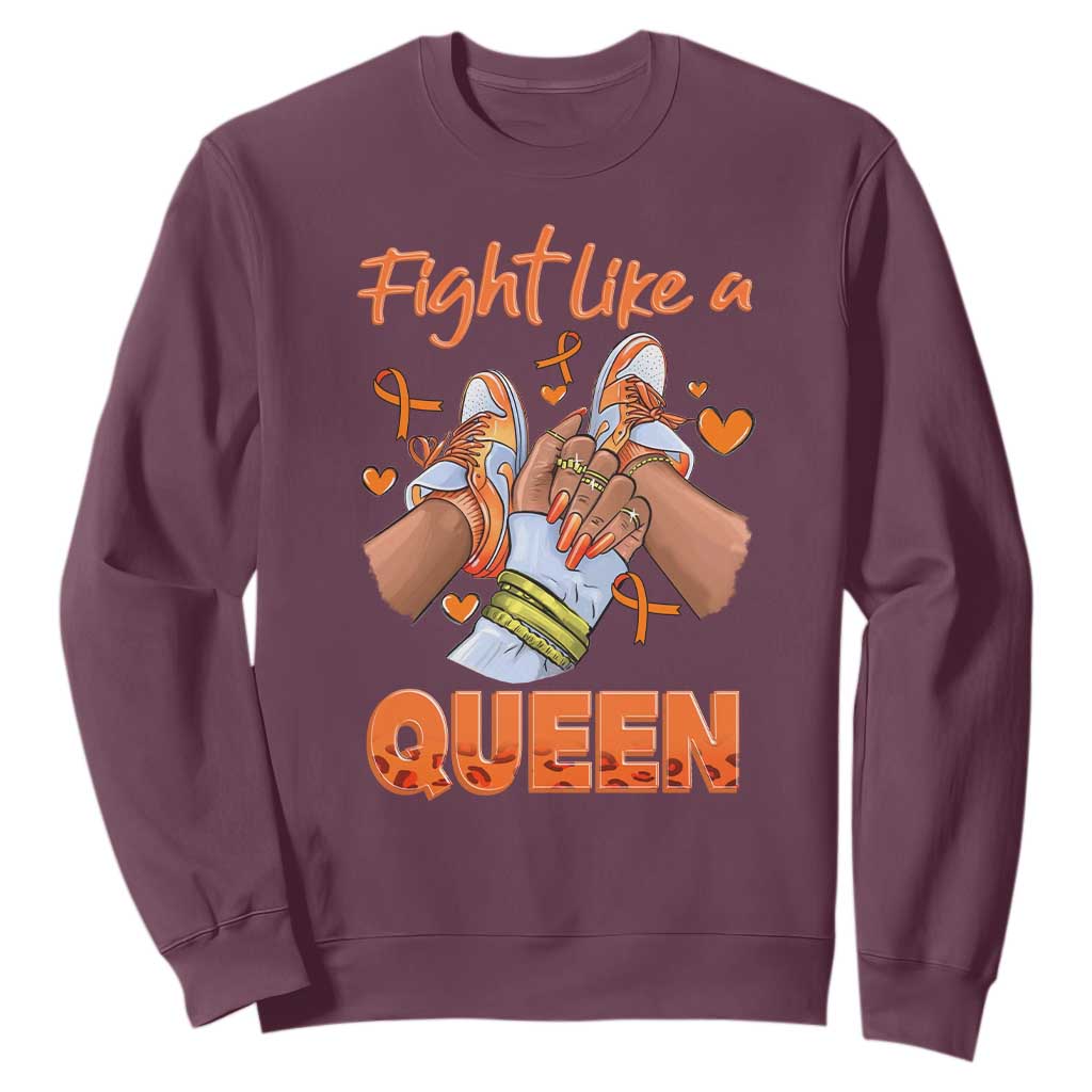 Multiple Sclerosis Awareness Sweatshirt Orange Ribbon Fight MS Like A Queen TS10 Maroon Print Your Wear