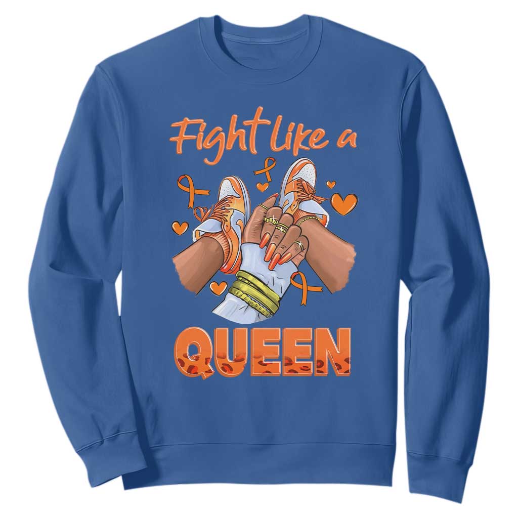 Multiple Sclerosis Awareness Sweatshirt Orange Ribbon Fight MS Like A Queen TS10 Royal Blue Print Your Wear