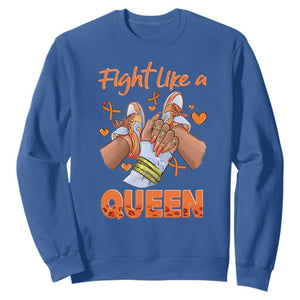 Multiple Sclerosis Awareness Sweatshirt Orange Ribbon Fight MS Like A Queen TS10 Royal Blue Print Your Wear