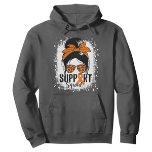 Multiple Sclerosis Awareness Hoodie Orange Ribbon Support Squad Messy Bun TS10 Dark Heather Print Your Wear