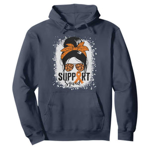 Multiple Sclerosis Awareness Hoodie Orange Ribbon Support Squad Messy Bun TS10 Navy Print Your Wear