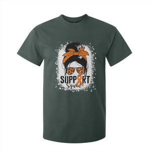 Multiple Sclerosis Awareness T Shirt For Kid Orange Ribbon Support Squad Messy Bun TS10 Dark Forest Green Print Your Wear