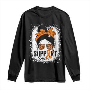 Multiple Sclerosis Awareness Long Sleeve Shirt Orange Ribbon Support Squad Messy Bun TS10 Black Print Your Wear