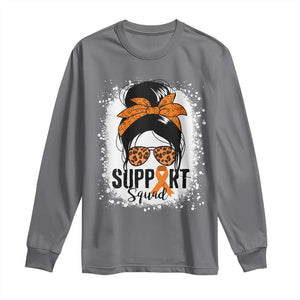 Multiple Sclerosis Awareness Long Sleeve Shirt Orange Ribbon Support Squad Messy Bun TS10 Charcoal Print Your Wear