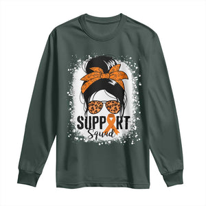 Multiple Sclerosis Awareness Long Sleeve Shirt Orange Ribbon Support Squad Messy Bun TS10 Dark Forest Green Print Your Wear