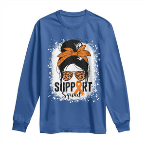 Multiple Sclerosis Awareness Long Sleeve Shirt Orange Ribbon Support Squad Messy Bun TS10 Royal Blue Print Your Wear