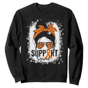 Multiple Sclerosis Awareness Sweatshirt Orange Ribbon Support Squad Messy Bun TS10 Black Print Your Wear
