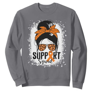 Multiple Sclerosis Awareness Sweatshirt Orange Ribbon Support Squad Messy Bun TS10 Charcoal Print Your Wear