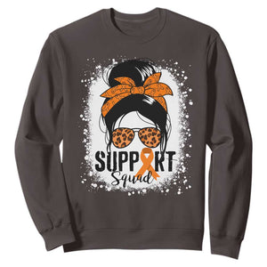 Multiple Sclerosis Awareness Sweatshirt Orange Ribbon Support Squad Messy Bun TS10 Dark Chocolate Print Your Wear