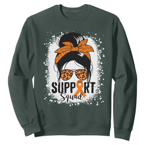 Multiple Sclerosis Awareness Sweatshirt Orange Ribbon Support Squad Messy Bun TS10 Dark Forest Green Print Your Wear